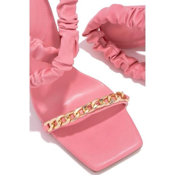 🌸SHEIN pink purple chain open toe elastic strappy high heel mule shoe size 8 - Picture 4 of 15